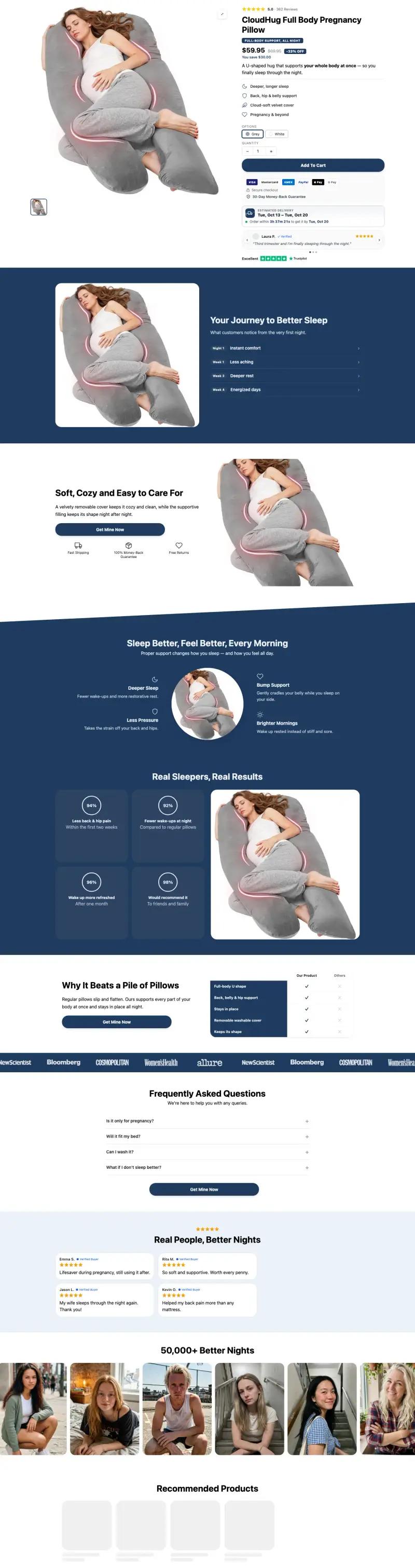 Sleep & Comfort — Shopify product page template generated by Ecopy for a sleep aids product