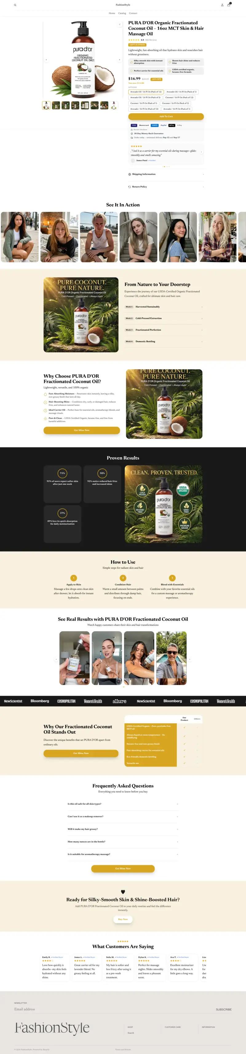 Amber Skincare — Shopify product page template generated by Ecopy for a skincare product