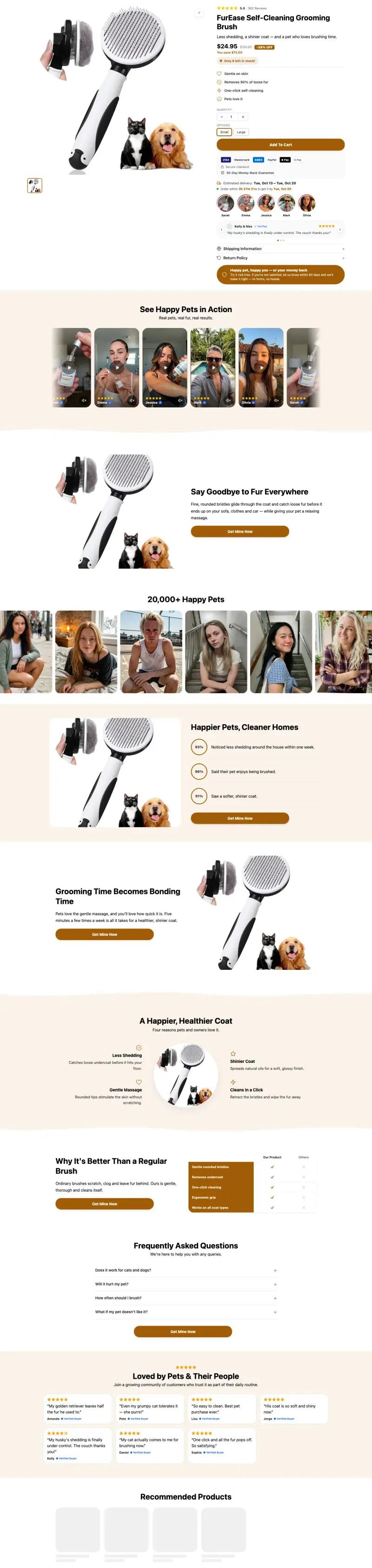 Pets — Shopify product page template generated by Ecopy for a pet care product